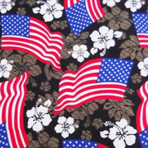American Flags and Hawaiian Flowers
