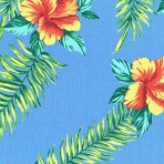 Blue with Hawaiian Flowers